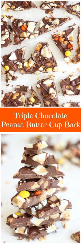 triple chocolate ultimate peanut butter cup bark pin
