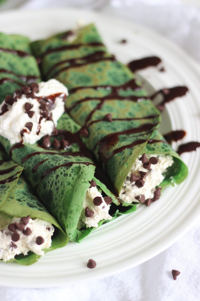 green velvet crepes with bailey's chocolate chip cheesecake filling 8