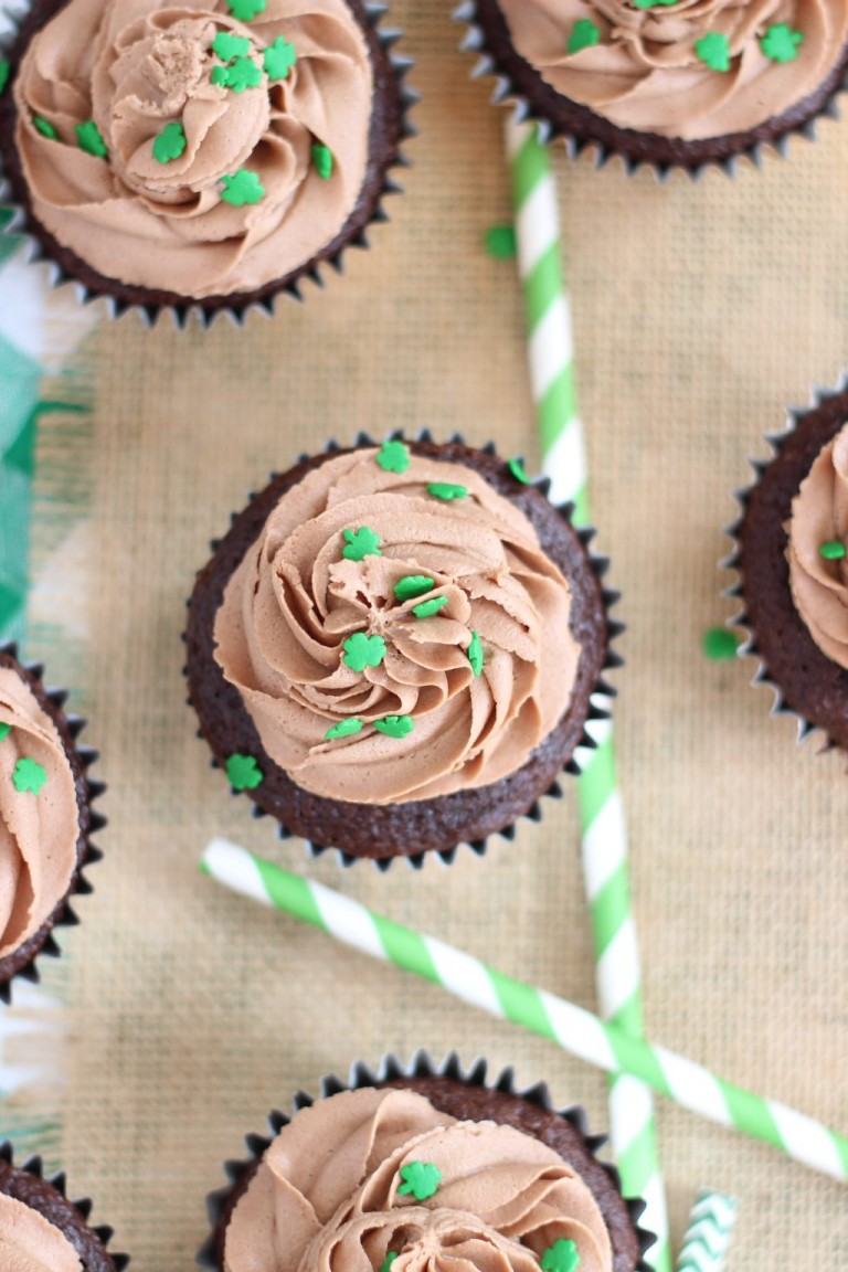 Guinness Chocolate Truffle Cupcakes with Bailey's Frosting