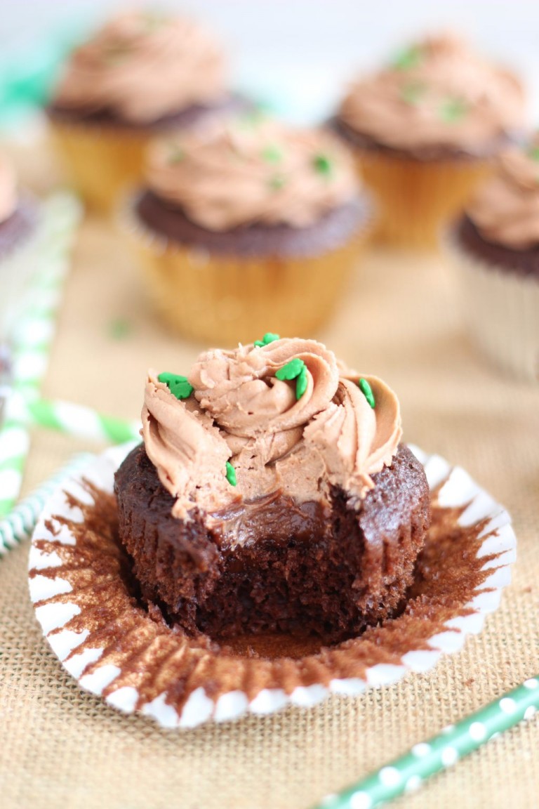 Guinness Chocolate Truffle Cupcakes with Bailey's Frosting