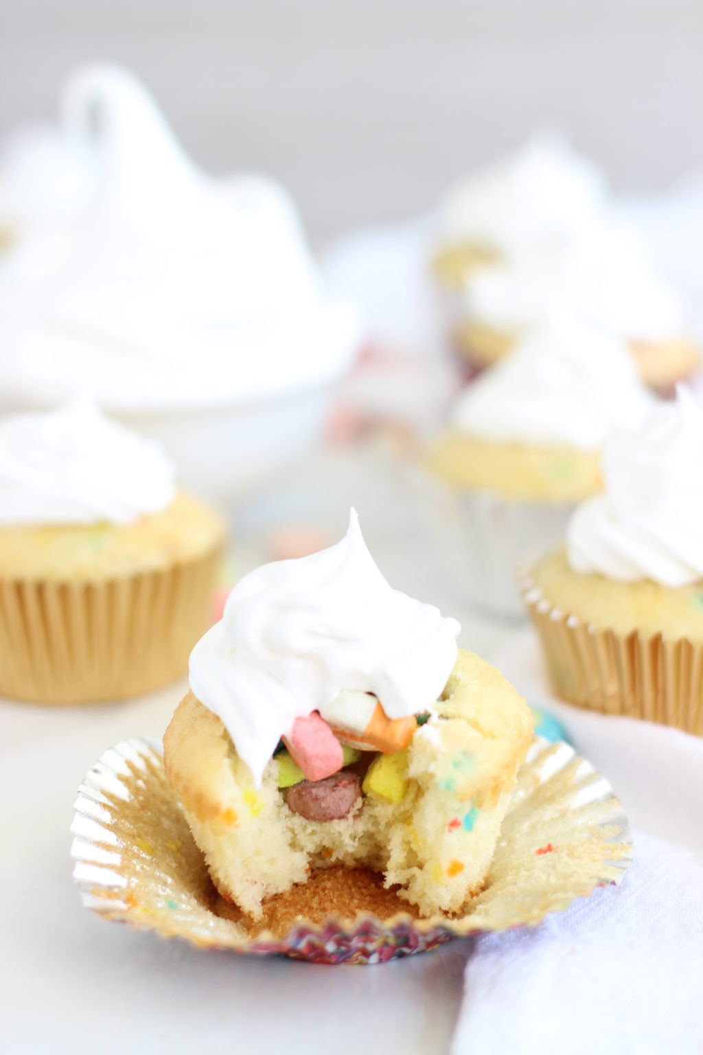 Lucky Charms Cupcakes with Marshmallow Frosting