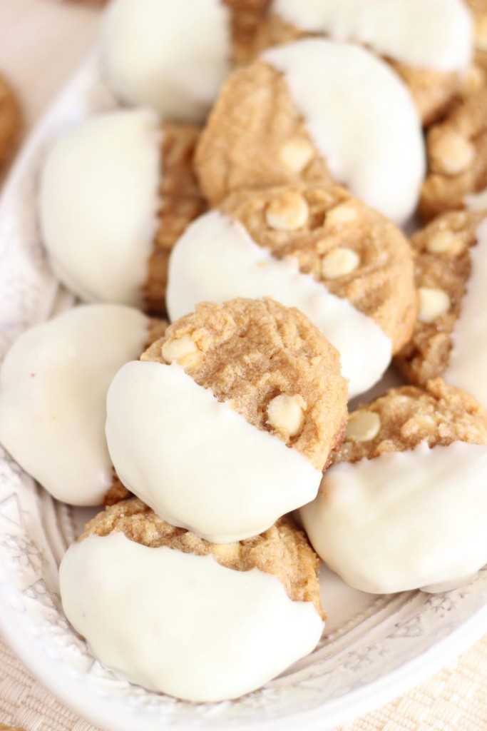 White Chocolate Dipped Peanut Butter Cookies by The Gold Lining Girl