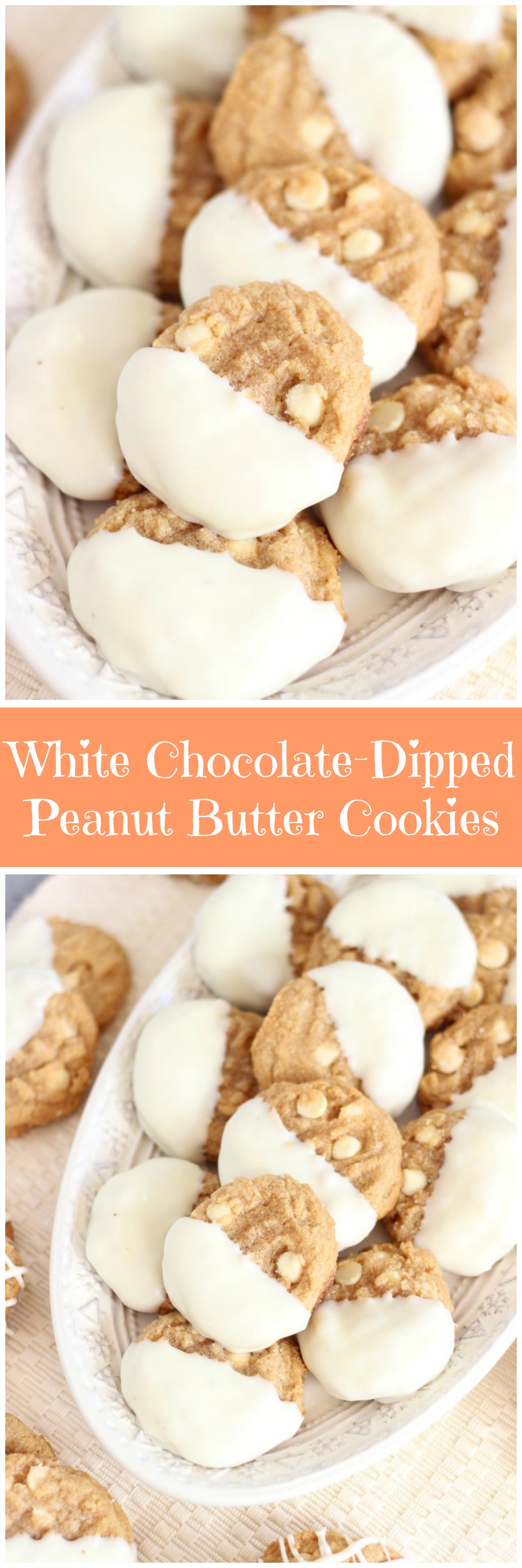 White Chocolate Dipped Peanut Butter Cookies