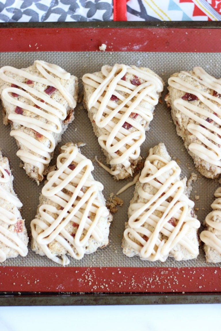 Brown Sugar Maple Bacon Scones with Maple Brown Butter Glaze