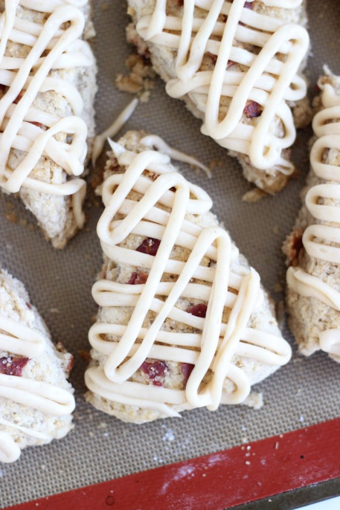 brown sugar maple bacon scones with maple brown butter glaze 13