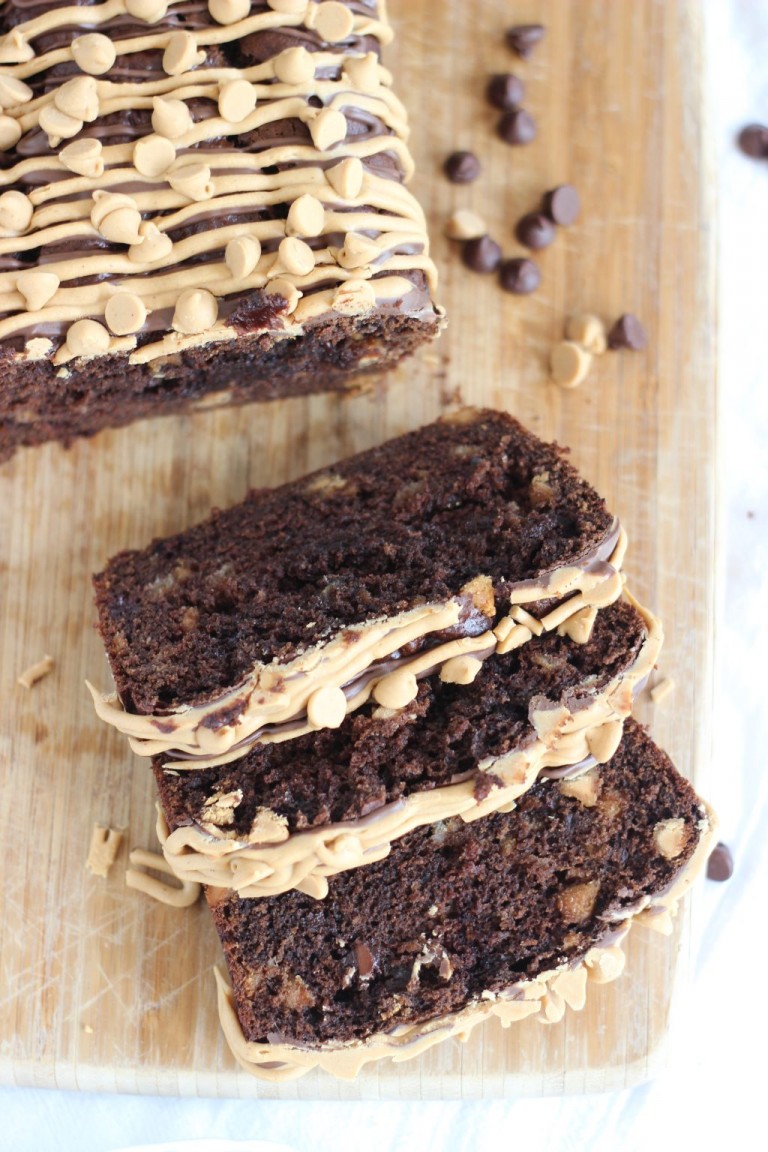 Chocolate Peanut Butter Cup Banana Bread