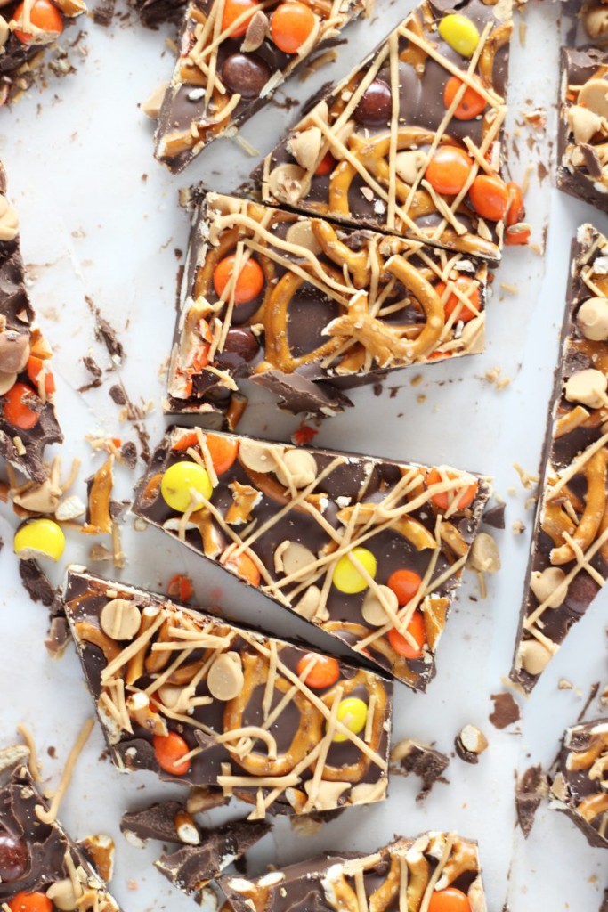 chocolate peanut butter pretzel bark 5