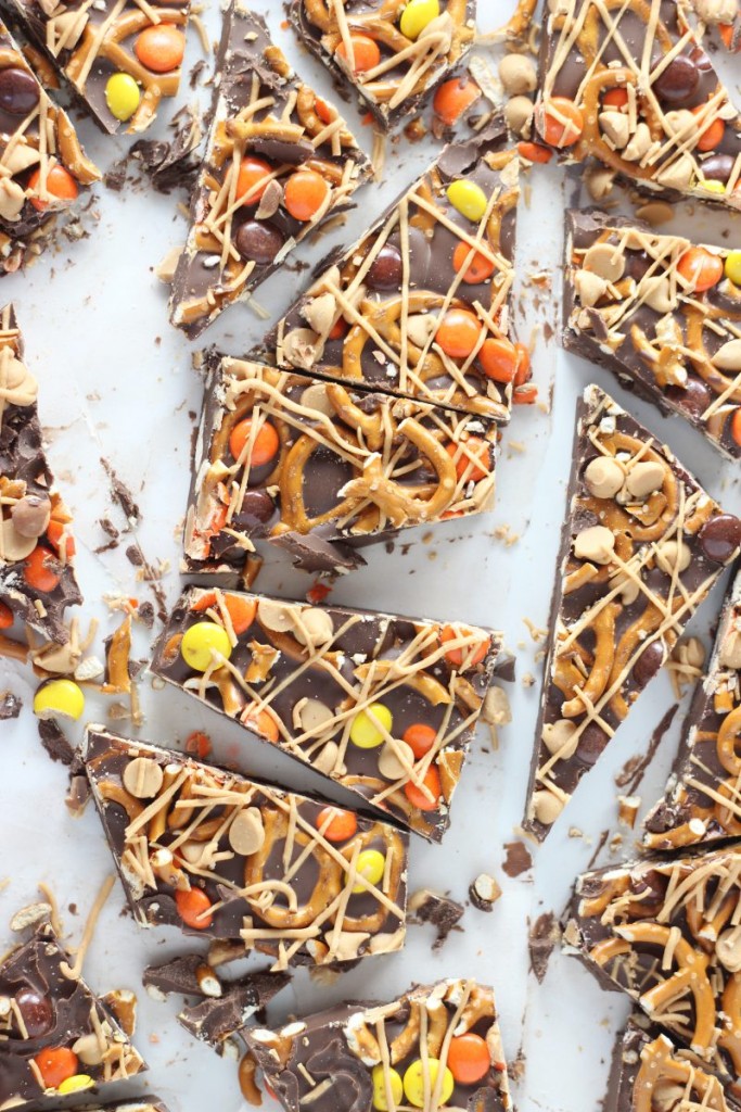 chocolate peanut butter pretzel bark 6