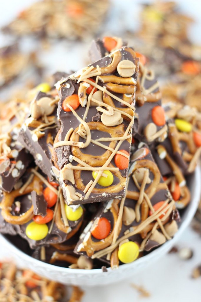 chocolate peanut butter pretzel bark 7