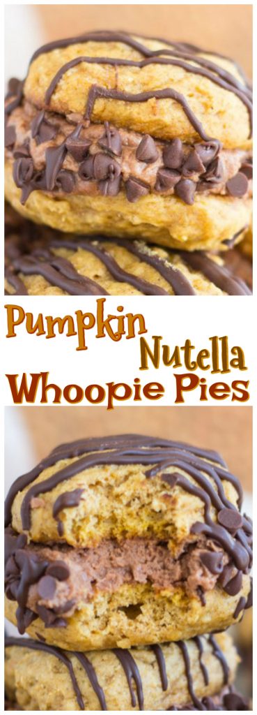 Pumpkin Nutella Whoopie Pies recipe image thegoldlininggirl.com pin 1