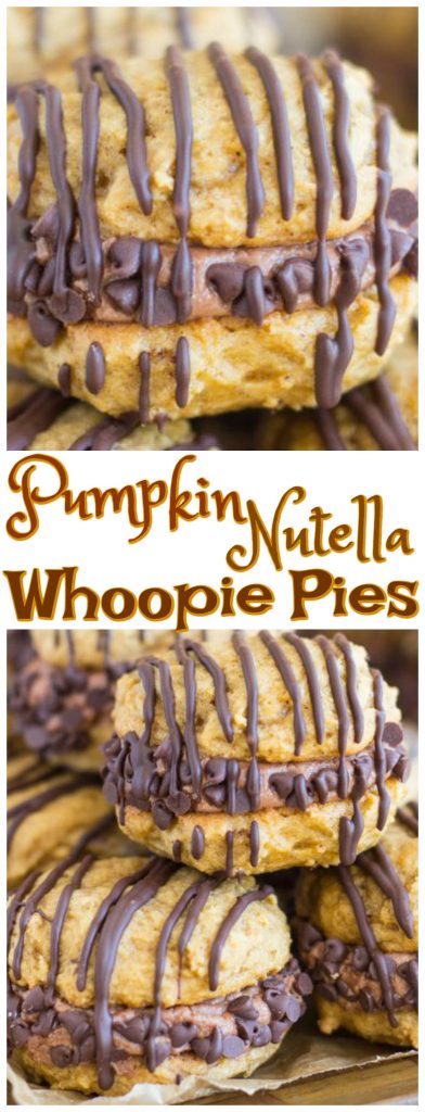 Pumpkin Nutella Whoopie Pies recipe image thegoldlininggirl.com pin 2