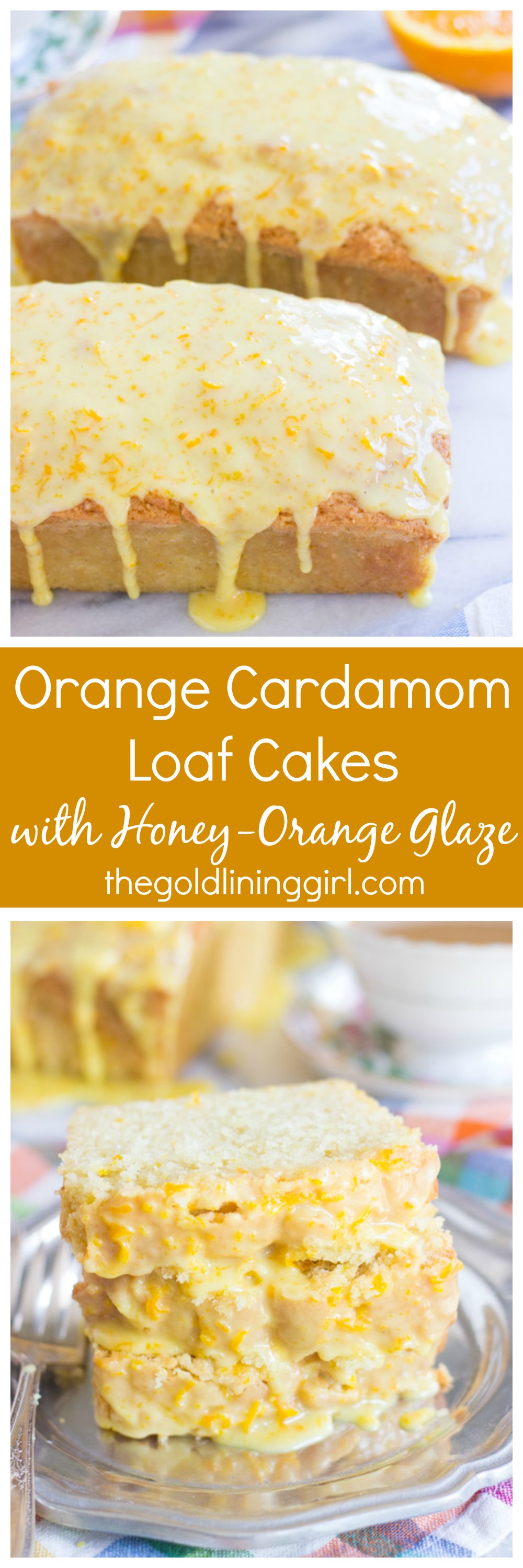 Orange Cardamom Loaf Cakes with Orange-Honey Glaze