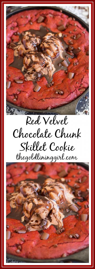 Red Velvet Chocolate Chunk Skillet Cookie pin