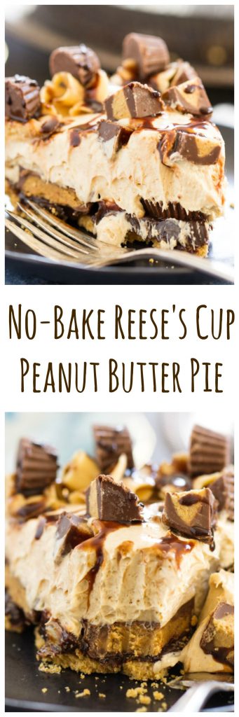 Reese's Cup No Bake Peanut Butter Pie recipe image pin