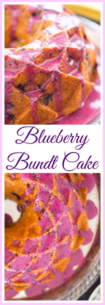 Blueberry Bundt Cake with Blueberry Glaze image thegoldlininggirl pin