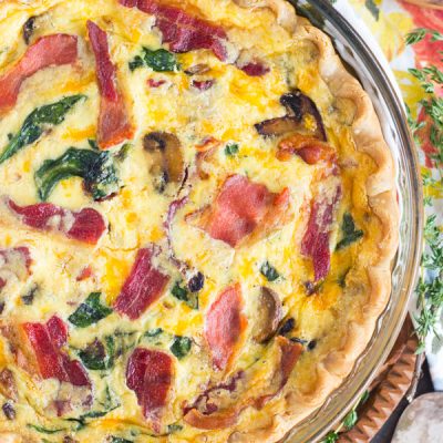 Bacon, Spinach & Mushroom Cheesy Quiche Pie - The Gold Lining Girl