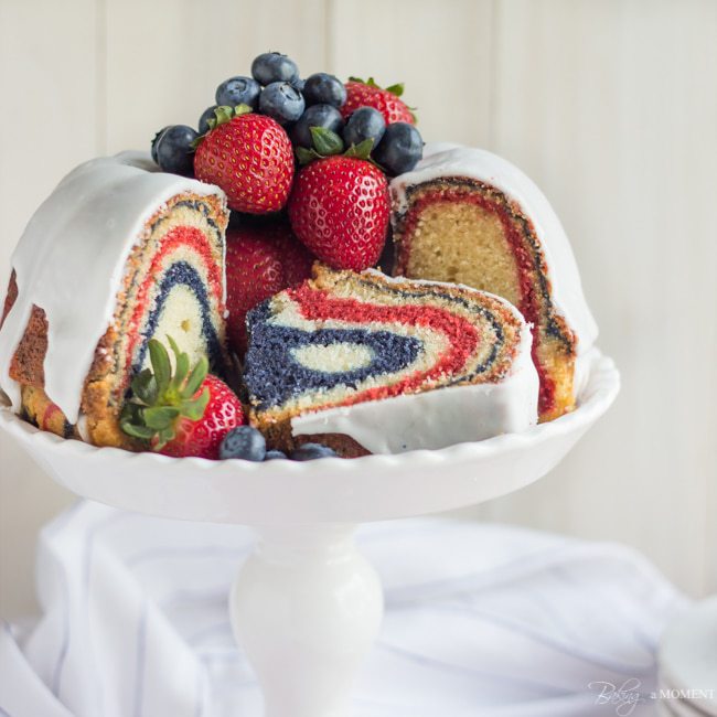 Red White and Blue Velvet Bundt Cake Baking a Moment