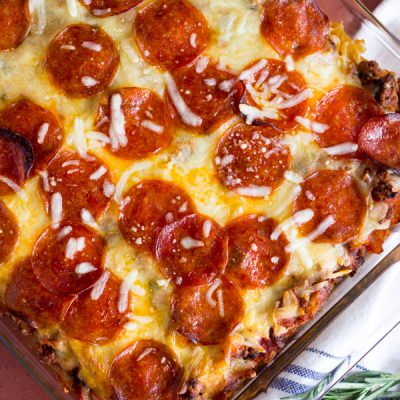 Pepperoni Pizza Pasta Casserole Recipe - The Gold Lining Girl