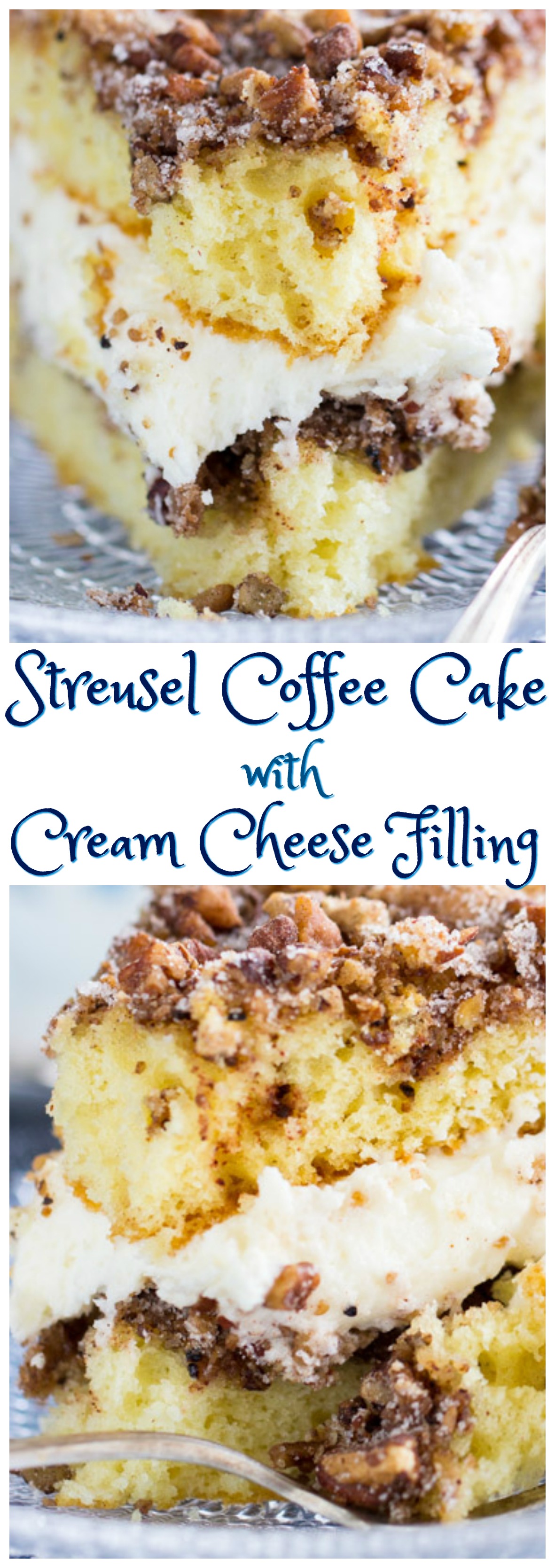 Layered Cinnamon Streusel Coffee Cake with Cream Cheese Filling