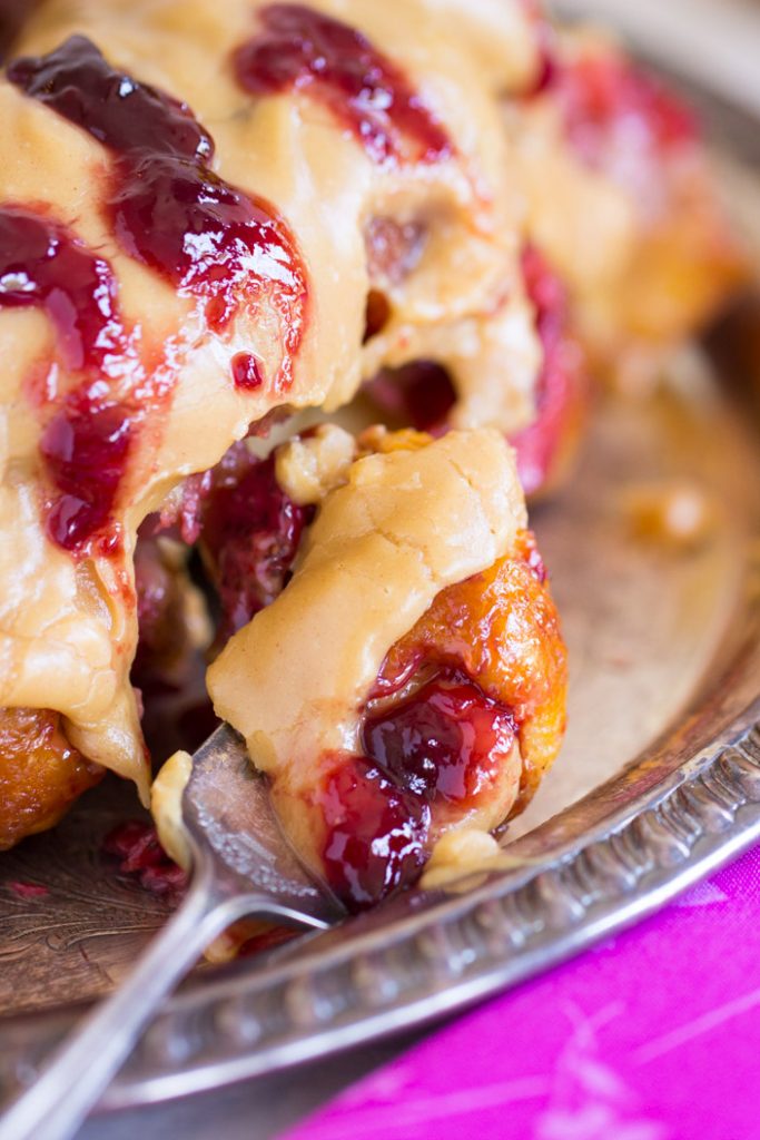 Peanut Butter & Jelly Monkey Bread recipe image thegoldlininggirl.com 15