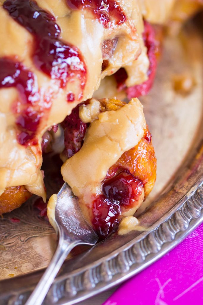 Peanut Butter & Jelly Monkey Bread recipe image thegoldlininggirl.com 17