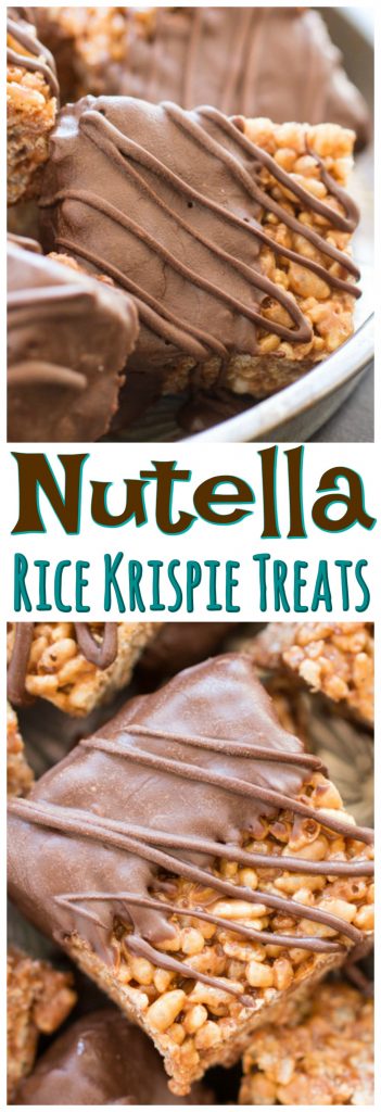 Nutella Rice Krispie Treats recipe image thegoldlininggirl.com pin 2