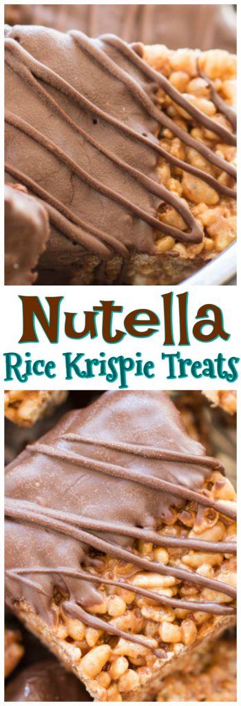 Nutella Rice Krispie Treats recipe pin 1