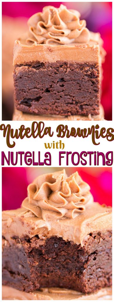 Easy Nutella Brownies with Nutella Buttercream recipe image thegoldlininggirl.com pin 1