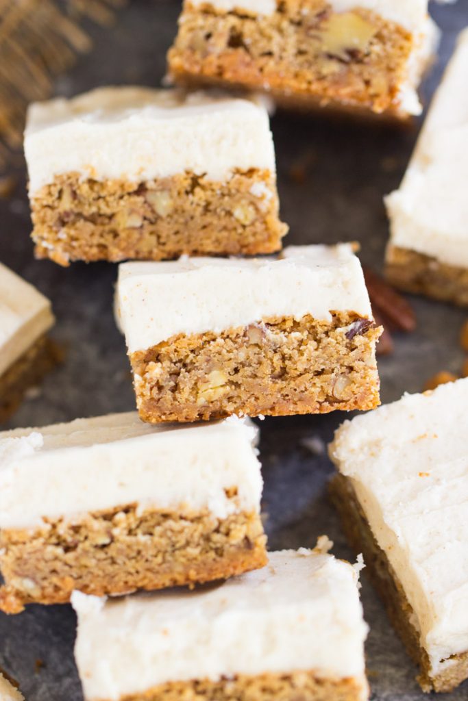 Butterscotch Blondies with Brown Butter Frosting recipe image thegoldlininggirl.com 16