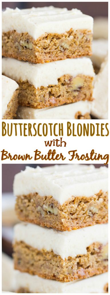 Butterscotch Blondies with Brown Butter Frosting recipe thegoldlininggirl.com pin 1