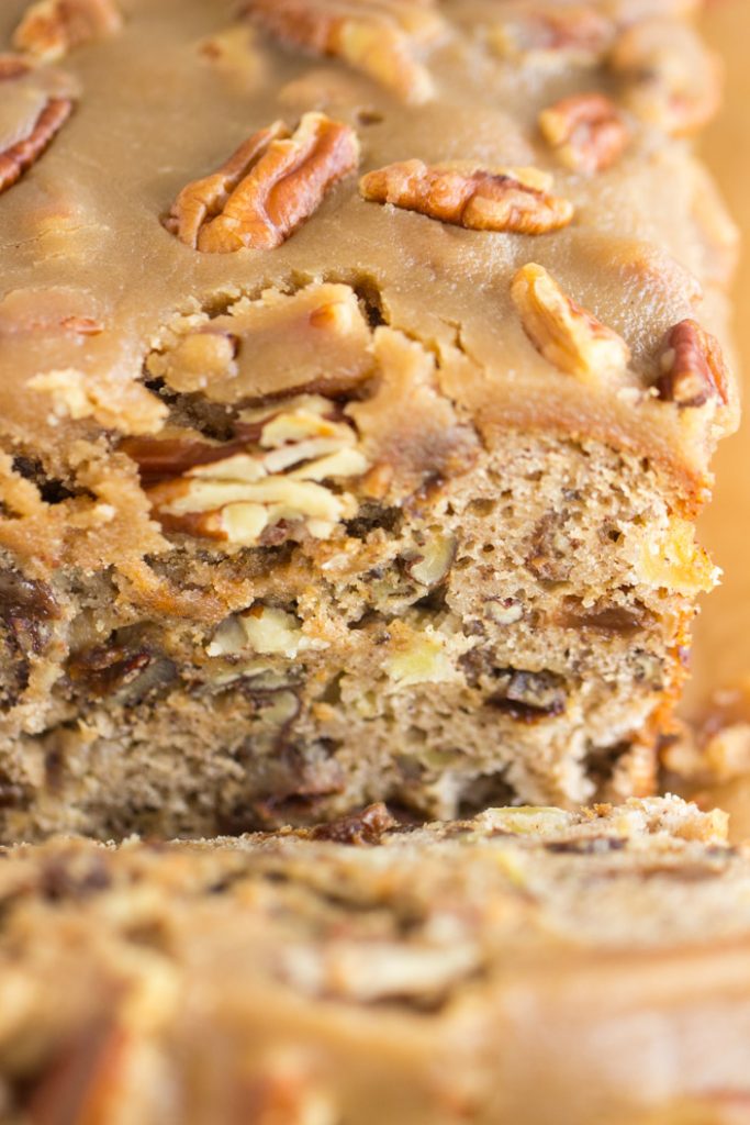 Apple Raisin Bread with Pecan Praline Topping recipe image thegoldlininggirl.com 18