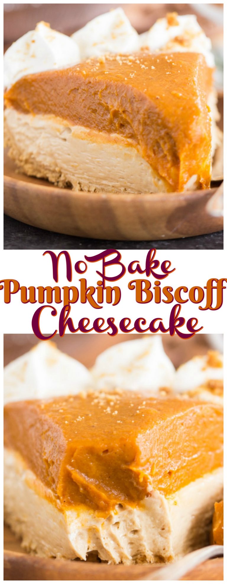 No Bake Double Layer Biscoff Pumpkin Cheesecake - The Gold Lining Girl