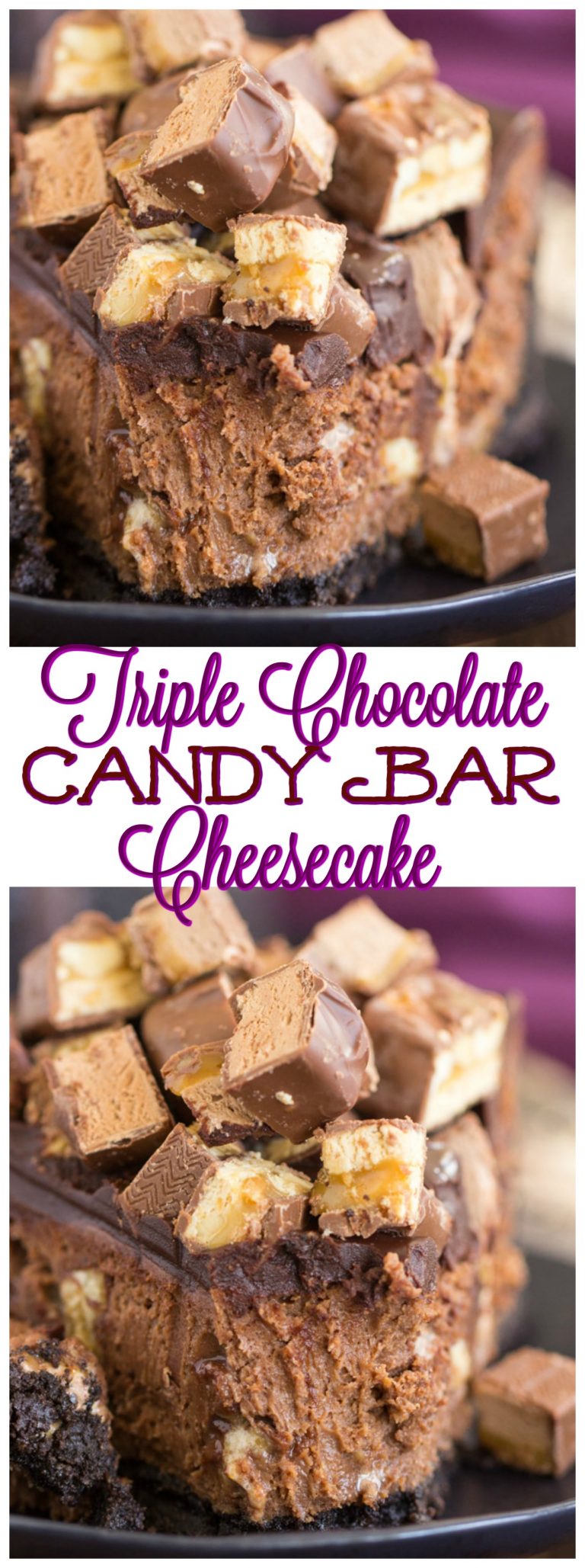 Triple Chocolate Candy Bar Cheesecake The Gold Lining Girl