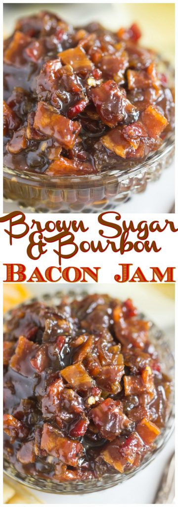 Balsmic Brown Sugar Bourbon Bacon Jam recipe image thegoldlininggirl.com pin 1