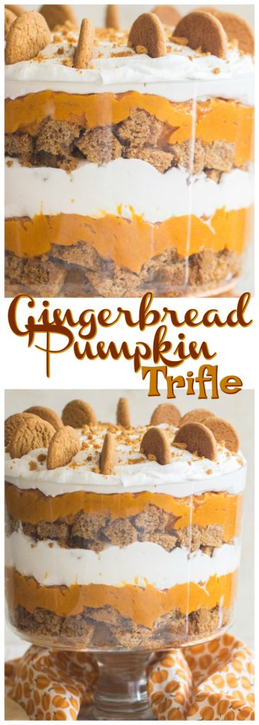 Gingerbread Pumpkin Trifle recipe image thegoldlininggirl.com pin 1