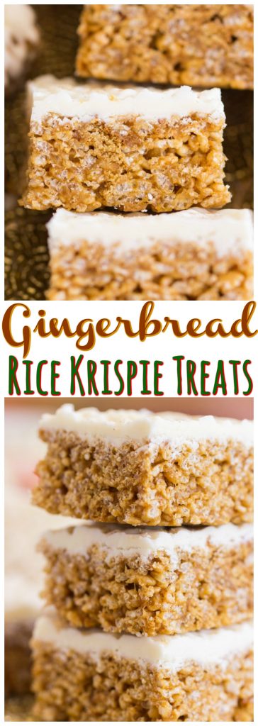 Gingerbread Rice Krispie Treats recipe image thegoldlininggirl.com pin 2