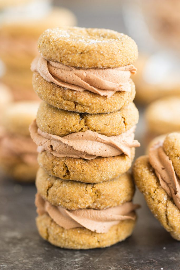 Soft Molasses Ginger Cookies Sandwiches with Nutella Buttercream 12