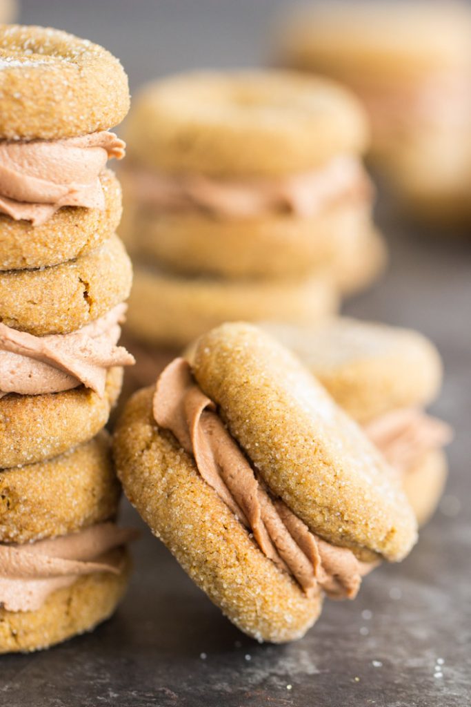 Soft Molasses Ginger Cookies Sandwiches with Nutella Buttercream 17