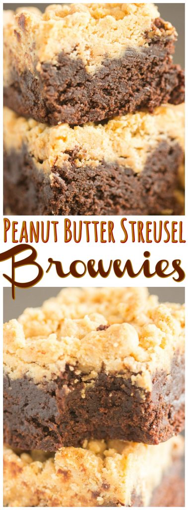 Peanut Butter Streusel Brownies recipe image thegoldlininggirl.com pin 1