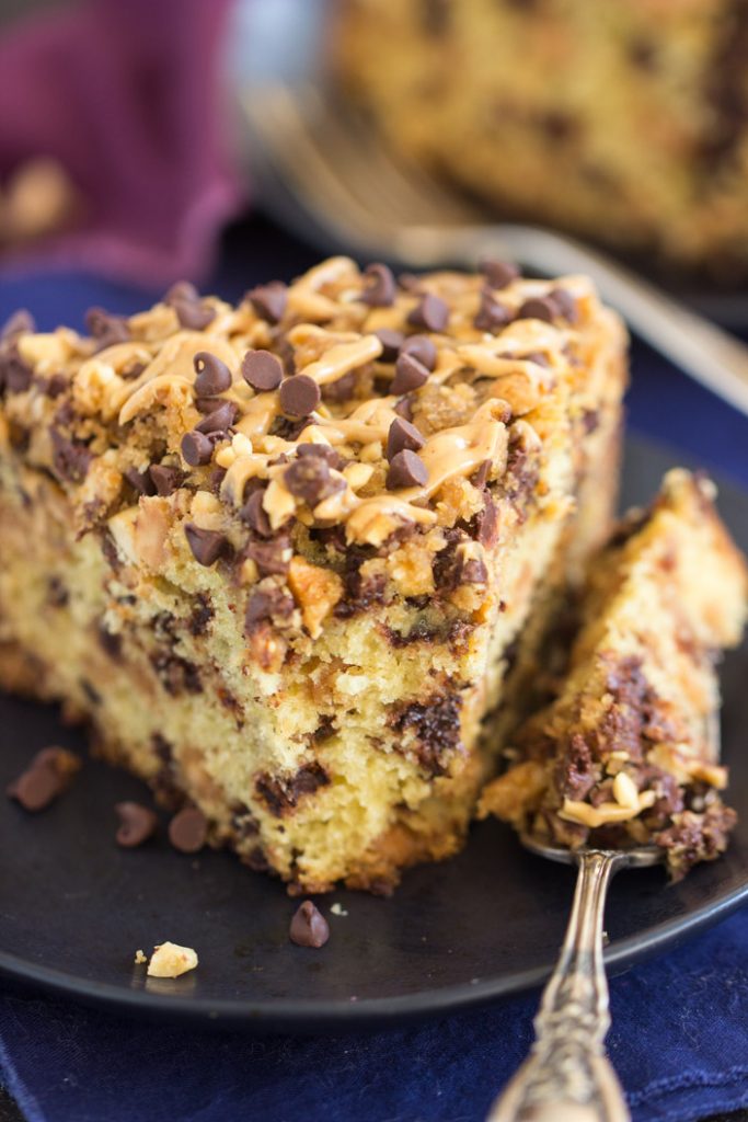 Chocolate Peanut Butter Coffee Cake recipe image thegoldlininggirl.com 10