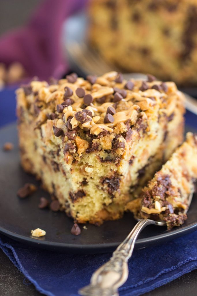 Chocolate Peanut Butter Coffee Cake recipe image thegoldlininggirl.com 9