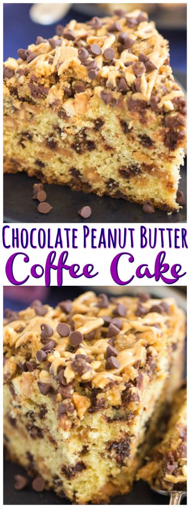 Chocolate Peanut Butter Coffee Cake recipe image thegoldlininggirl.com long pin 1