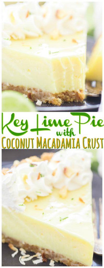 Key Lime Pie with Coconut Macadamia Crust recipe image thegoldlininggirl.com long pin 1