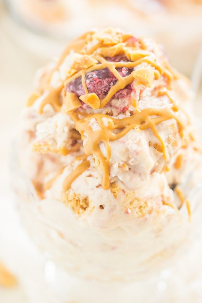 No Churn Peanut Butter & Jelly Ice Cream recipe image thegoldlininggirl.com 12