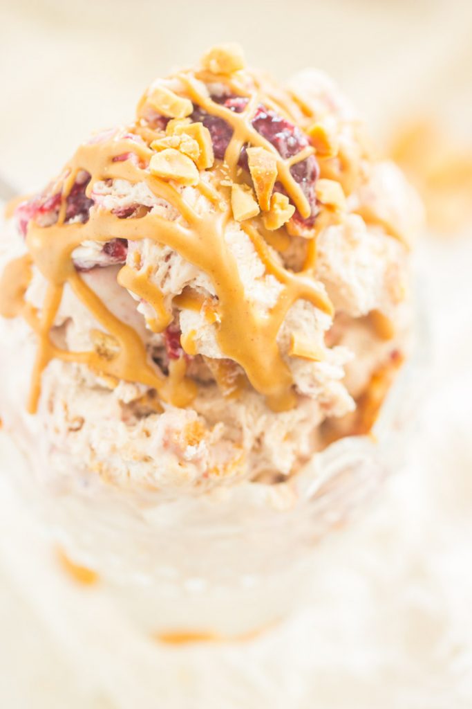 No Churn Peanut Butter & Jelly Ice Cream recipe image thegoldlininggirl.com 13