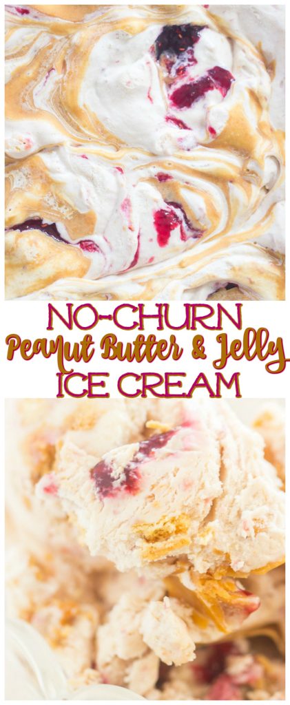 No Churn Peanut Butter & Jelly Ice Cream recipe image thegoldlininggirl.com long pin 1