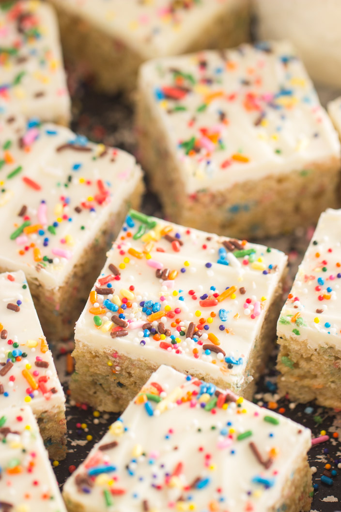 Funfetti Cake Batter Rice Krispie Treats - The Gold Lining Girl