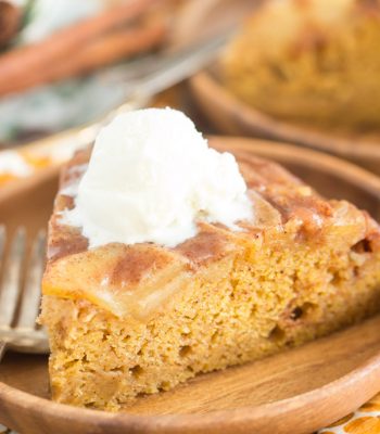 Pumpkin Apple Upside Down Cake recipe image thegoldlininggirl.com 600x900 5