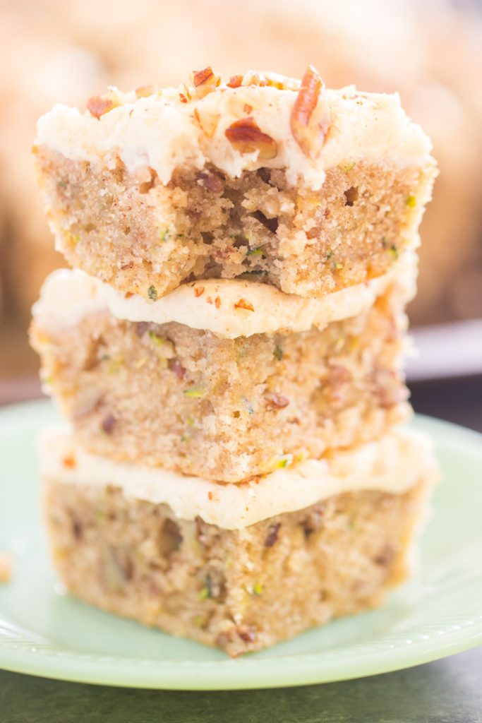 Zucchini Bars with Brown Butter Frosting recipe image thegoldlininggirl.com 12