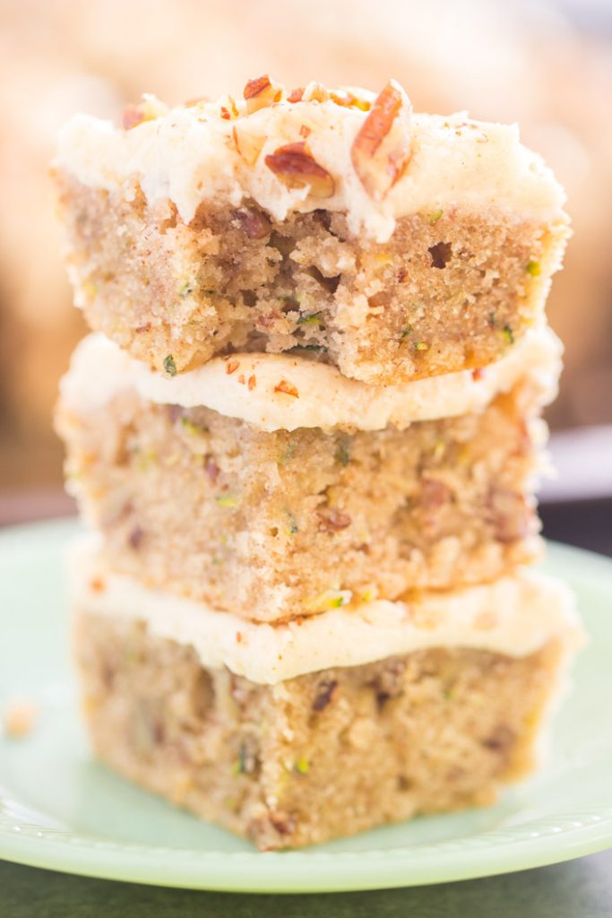 Zucchini Bars with Brown Butter Frosting recipe image thegoldlininggirl.com 13